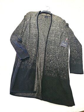 Rafaella, long dressy sweater, black & gold, L, NWT